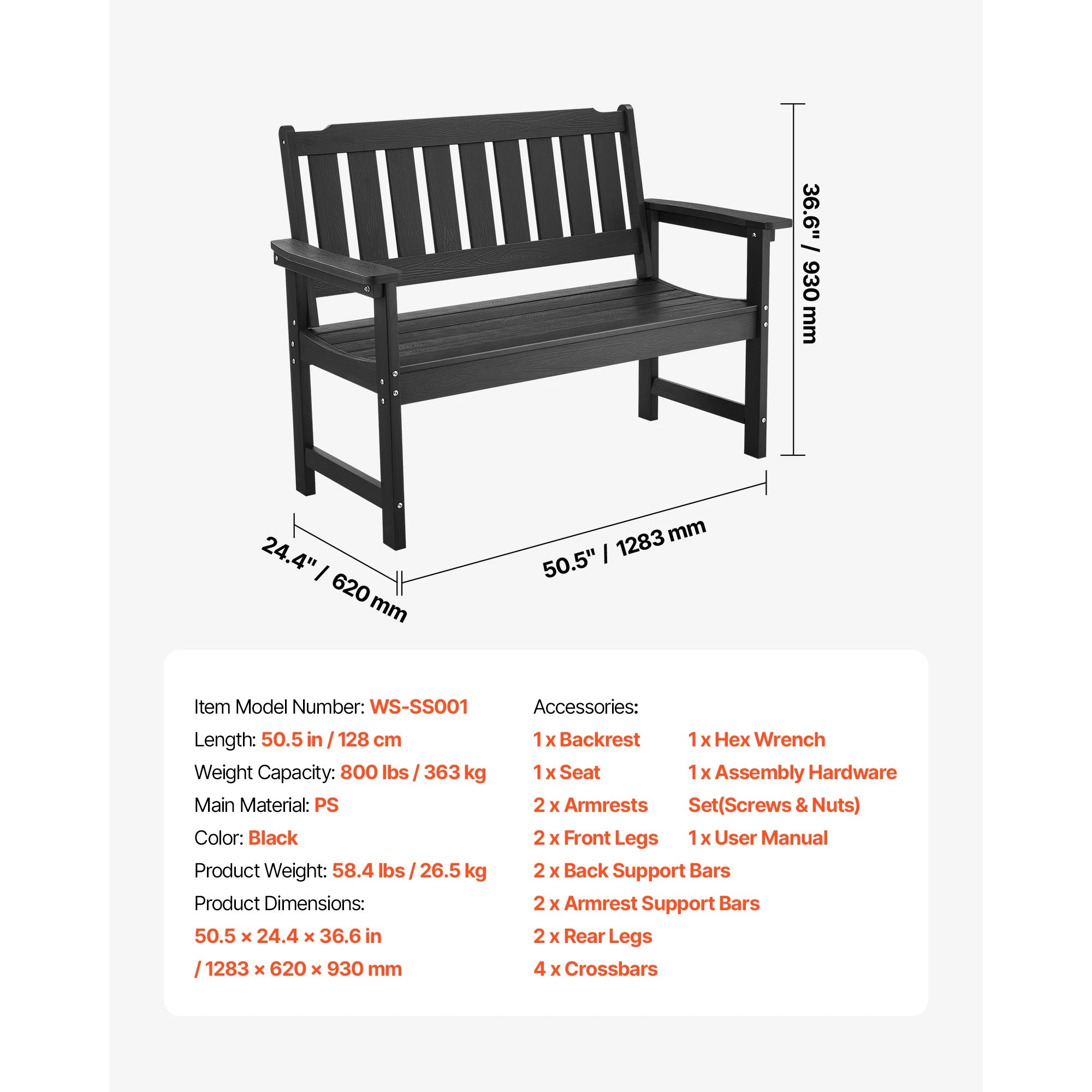 Wooden Metal Garden Bench