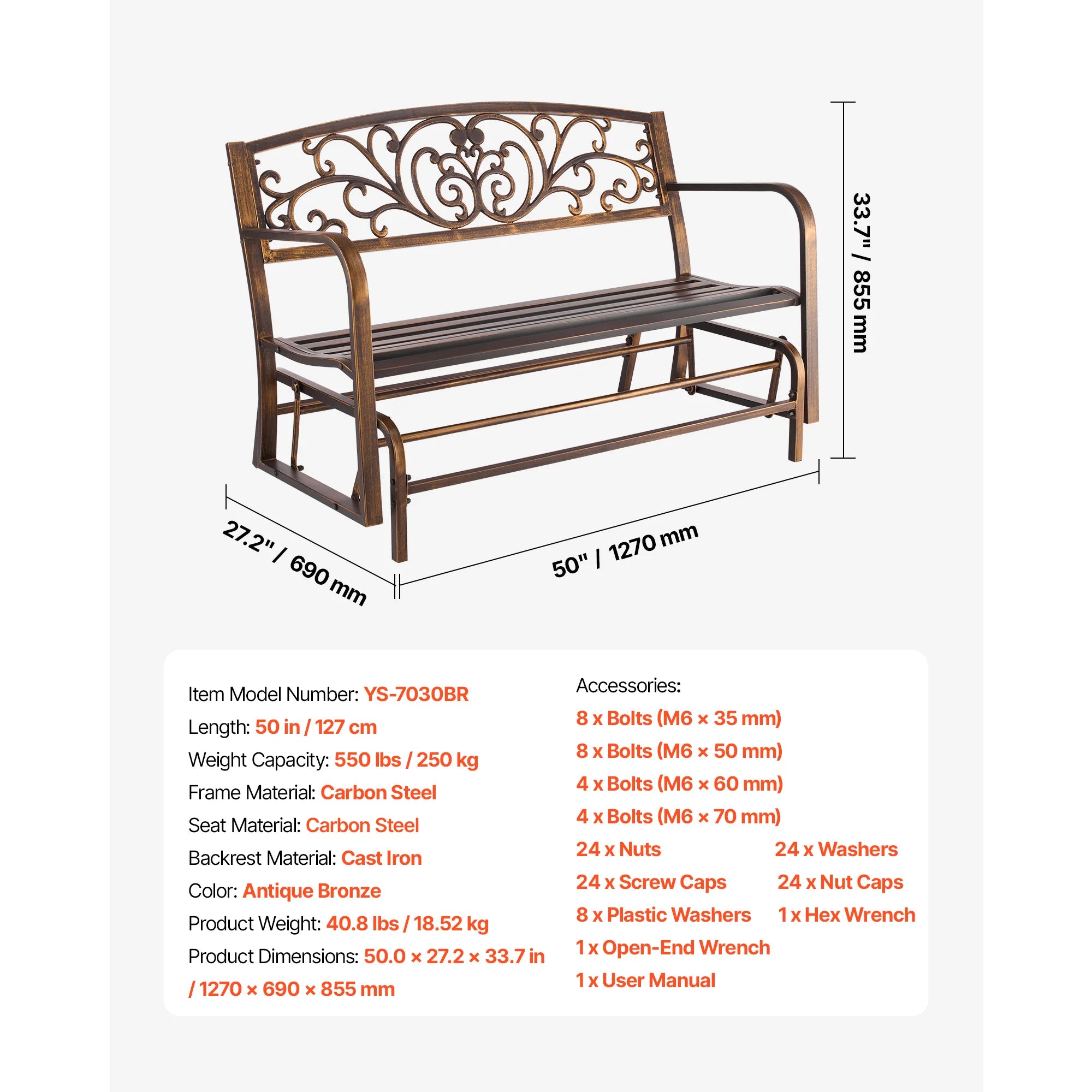 Wooden Metal Garden Bench
