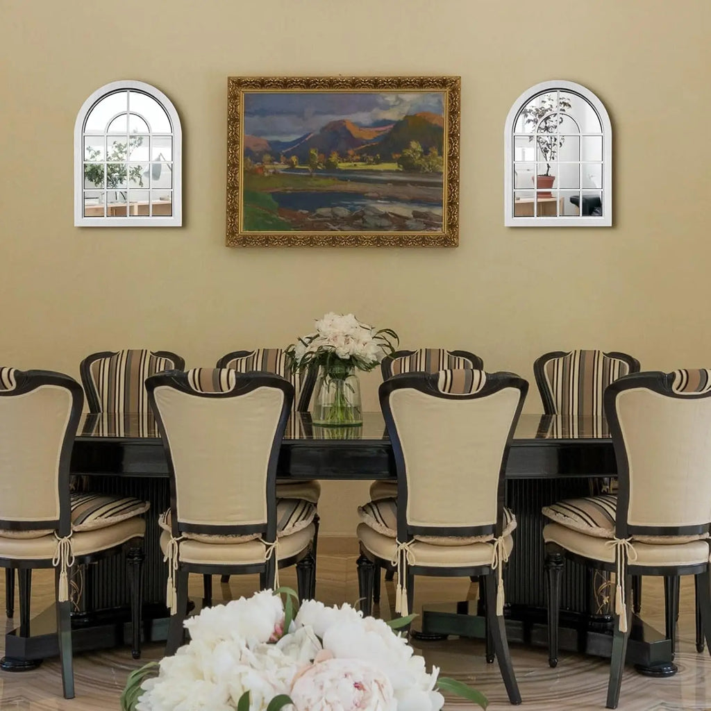 Rustic Arch Wall Mirror Set | 2-Pack | Farmhouse Decor for Living Room, Bedroom & Entryway