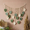 120x75cm Bohemian Wall Hanging Leaves Tassels Tapestry Panel Macrame Green Leaf Chic Home Decor Ornaments bedroom Christmas Gift