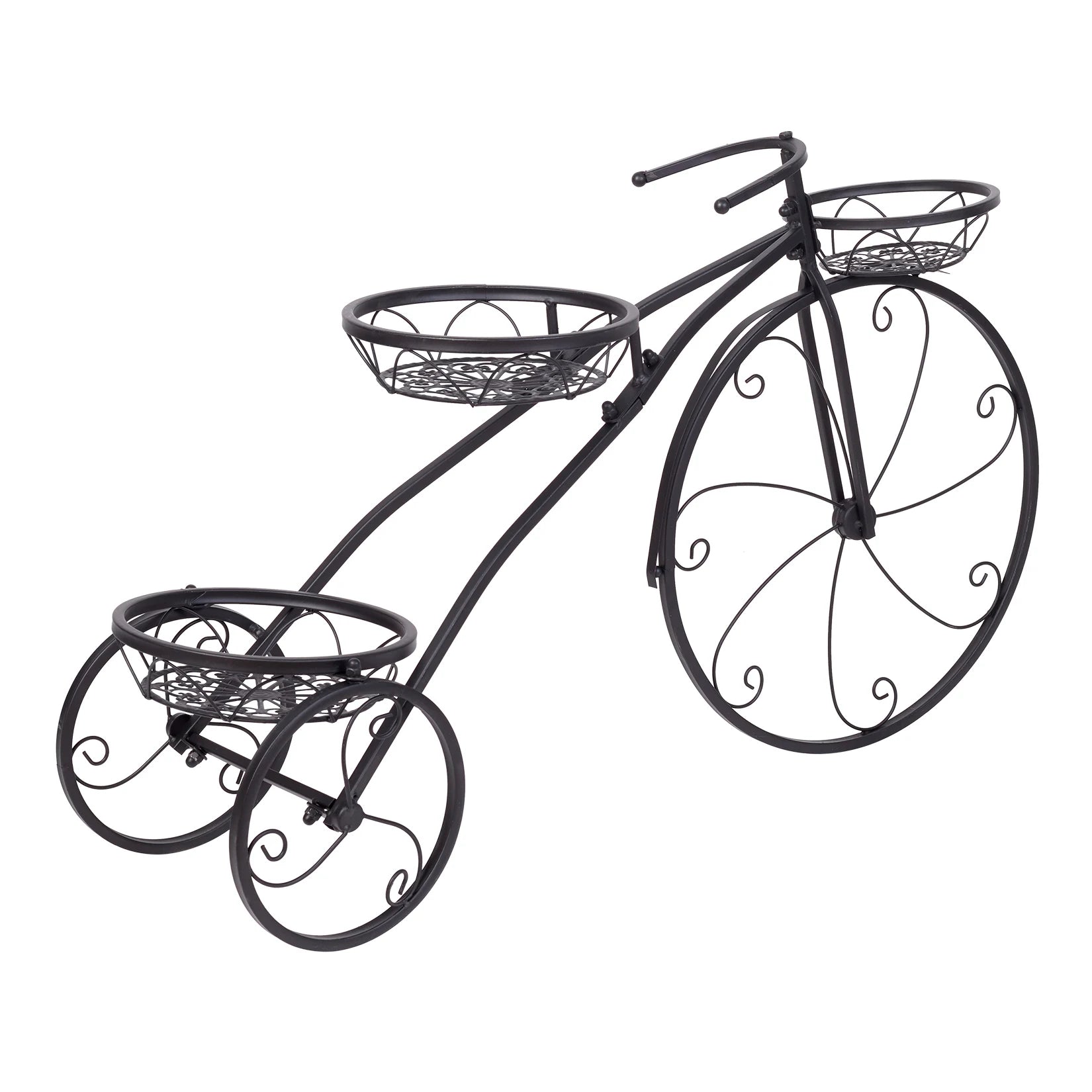 Indoor Outdoor 3 Tiers Iron Garden Flower Stand Bicycle Shape Plant Rack Shelf