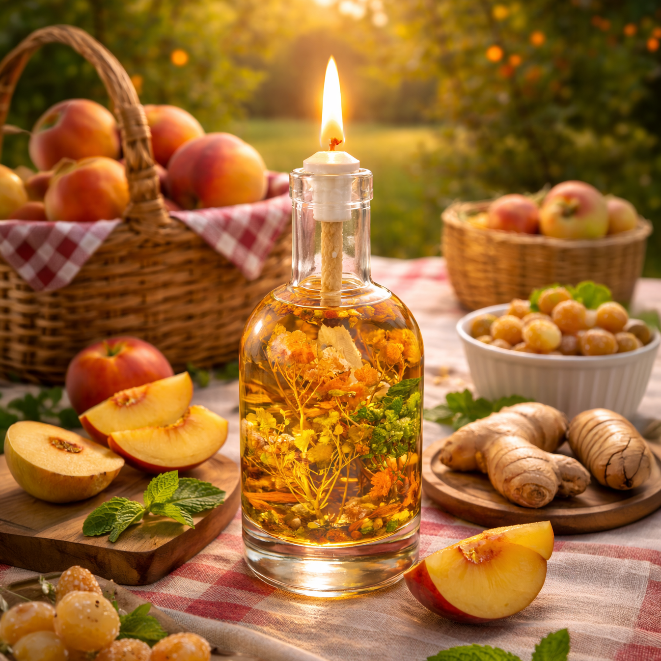 Summer Social Oil Candle – Stone Fruit & Herbal Zest Scent