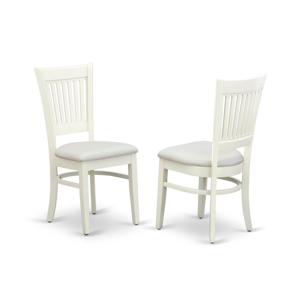 EAST WEST FURNITURE - ANVA5-LWH-C - 5-Piece Dining Table Set- 4 dining room chairs and Wooden Dining Table - Linen Fabric Seat and Slatted Chair Back (linen white Finish)