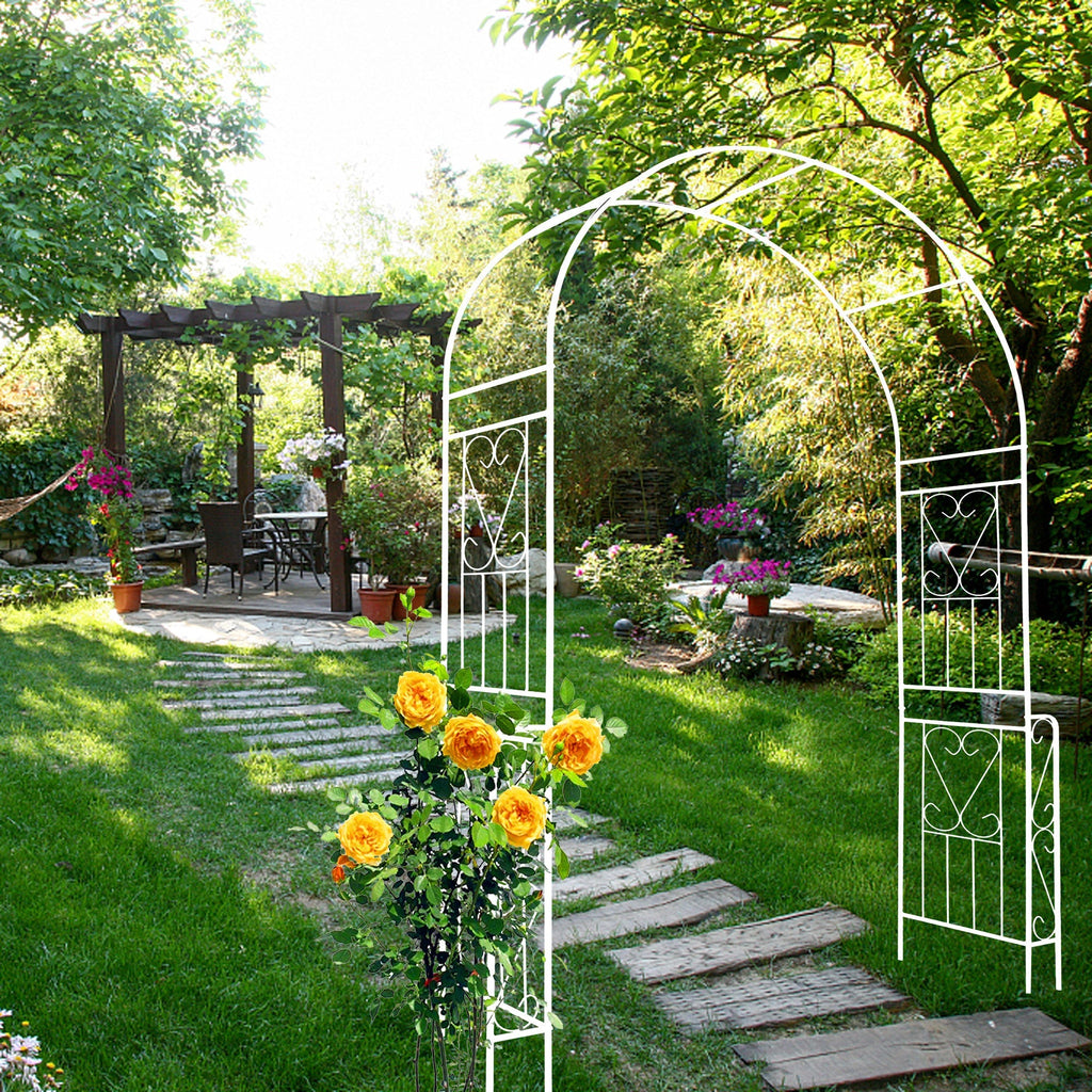 Metal Garden Arch W55'' x H94.5'' - Cream White Outdoor Arbor